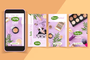 Desain konten Instagram storytelling untuk produk kecantikan