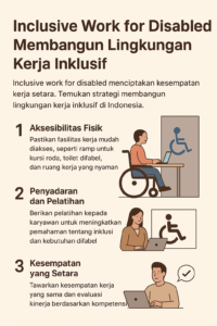 Inclusive work for disabled di Indonesia dengan aksesibilitas, pelatihan, dan kesempatan kerja setara bagi penyandang disabilitas.